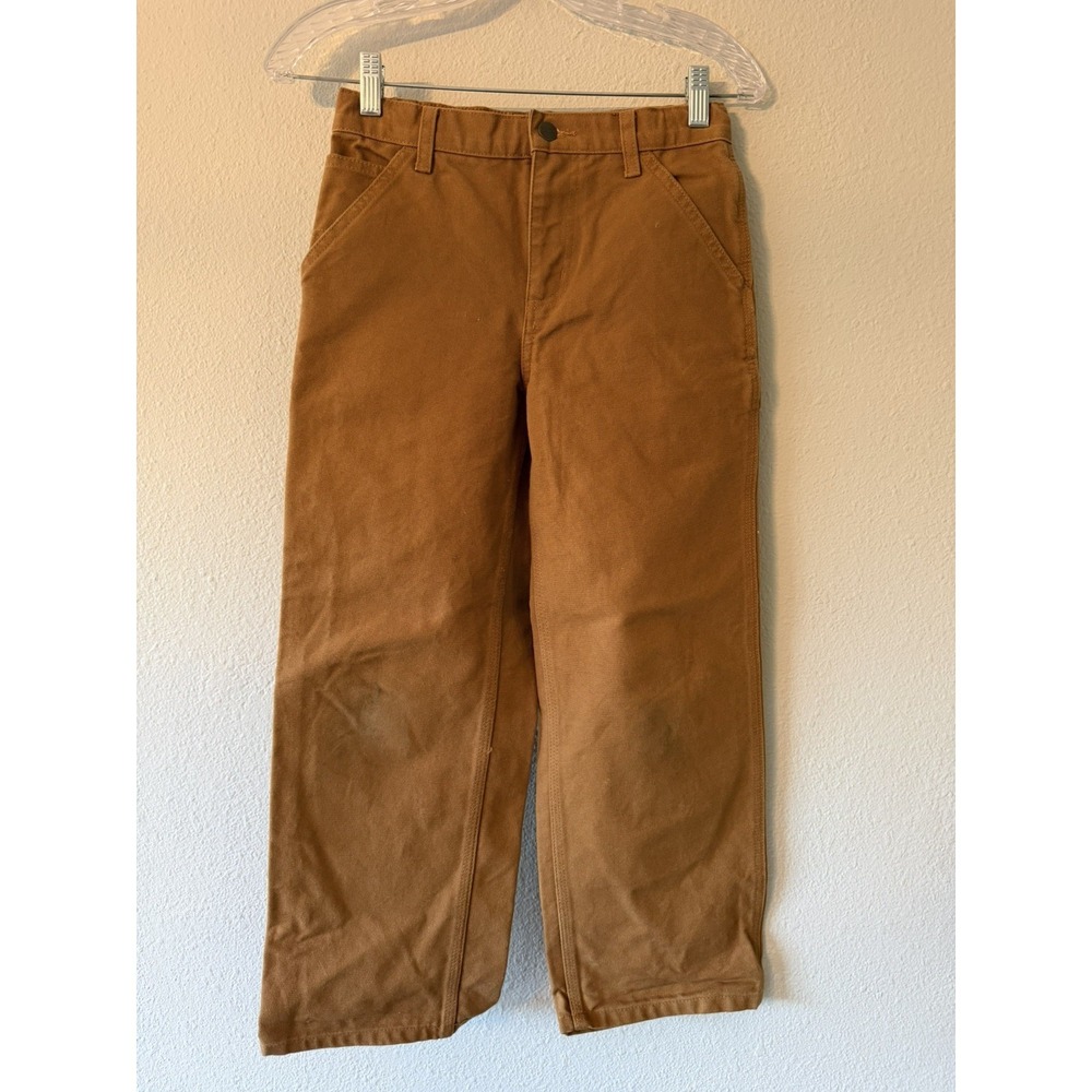 Carhartt Carpenter Canvas Denim Pants Boys Size 10‎ Brown 100% Cotton